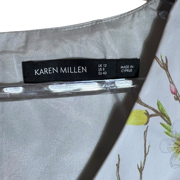 Karen Millen Blossom Print Floral Pencil Dress in Pale Blue, US Size 8 - Picture 7 of 8